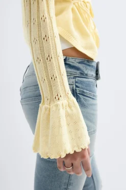 14+ knitted frill cardigan - Gelb - Gina Tricot