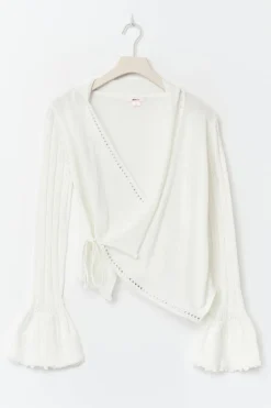 14+ knitted frill cardigan - Weiß - Gina Tricot