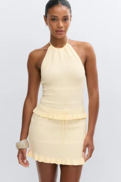 Knitted frill skirt - Gelb - Dame - Gina Tricot