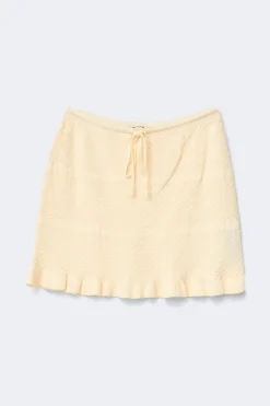 Knitted frill skirt - Gelb - Dame - Gina Tricot