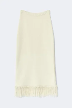 Knitted fringe skirt - Weiß - Dame - Gina Tricot