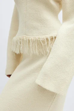 Knitted fringe sweater - Weiß - Dame - Gina Tricot
