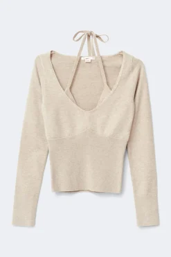 14+ knitted halterneck top - Weiß - Gina Tricot
