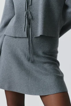 knitted jacquard skirt - Grau - Dame - Gina Tricot