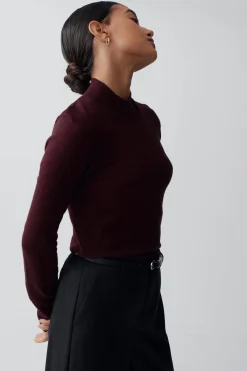 knitted long sleeve top - Rot - Dame - Gina Tricot