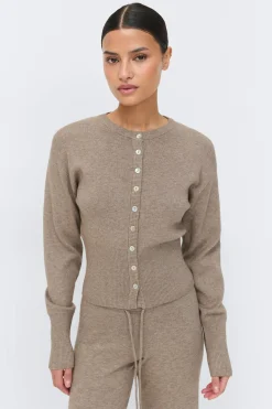 Knitted loungewear cardigan - Beige - Dame - Gina Tricot