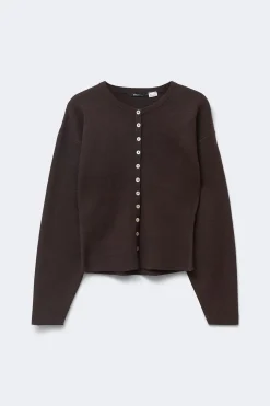 Knitted loungewear cardigan - Braun - Dame - Gina Tricot