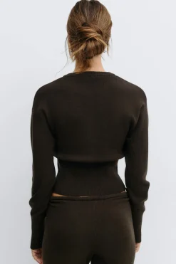 Knitted loungewear cardigan - Braun - Dame - Gina Tricot