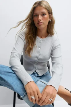 Knitted loungewear cardigan - Grau - Dame - Gina Tricot