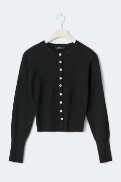 Knitted loungewear cardigan - Schwarz - Dame - Gina Tricot