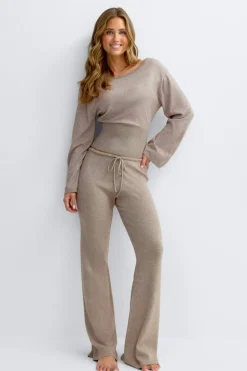 Knitted loungewear trousers - Braun - Dame - Gina Tricot