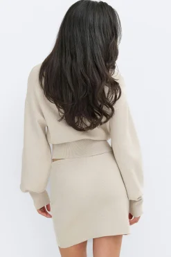 Knitted mini skirt - Beige - Dame - Gina Tricot