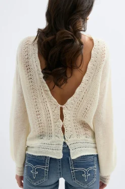 14+ knitted open back sweater - Weiß - Gina Tricot