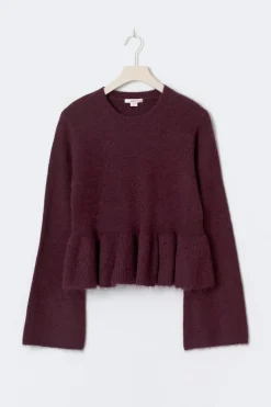 14+ knitted peplum sweater - Rot - Gina Tricot