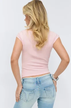 14+ knitted ruched top - Rosa - Gina Tricot