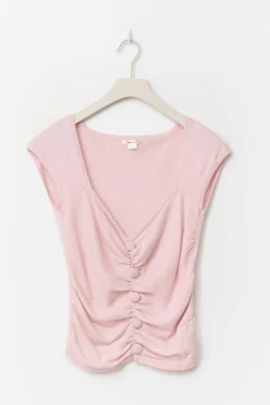 14+ knitted ruched top - Rosa - Gina Tricot