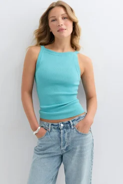 Knitted singlet - Blau - Dame - Gina Tricot