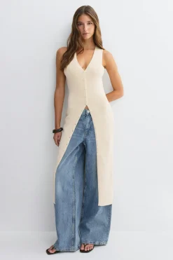 Knitted vest dress - Gelb - Dame - Gina Tricot