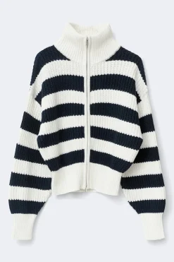 Knitted zip cardigan - Blau - Dame - Gina Tricot