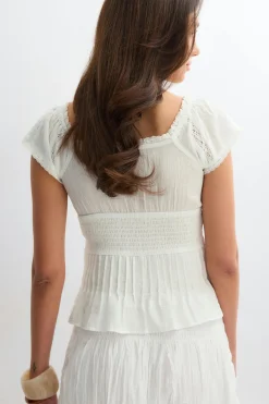 Lace blouse - Weiß - Dame - Gina Tricot