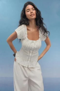 Lace blouse - Weiß - Dame - Gina Tricot