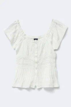 Lace blouse - Weiß - Dame - Gina Tricot