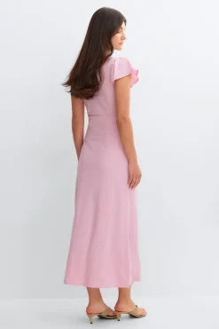 Lace detail midi dress - Rosa - Dame - Gina Tricot