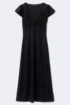 Lace detail midi dress - Schwarz - Dame - Gina Tricot