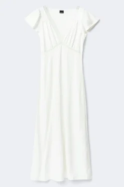 Lace detail midi dress - Weiß - Dame - Gina Tricot