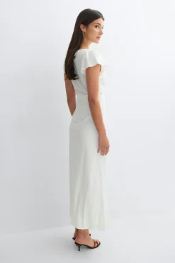 Lace detail midi dress - Weiß - Dame - Gina Tricot