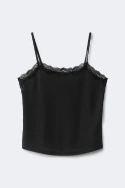Lace detail singlet - Schwarz - Dame - Gina Tricot