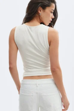 Lace detail tank - Weiß - Dame - Gina Tricot