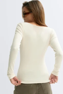 Lace detail top - Weiß - Dame - Gina Tricot