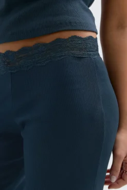 14+ lace detail trousers - Blau - Gina Tricot