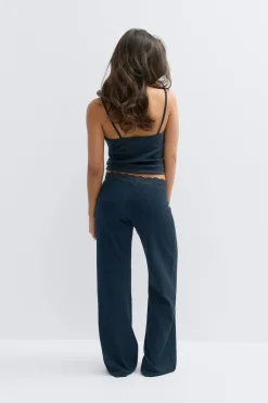 14+ lace detail trousers - Blau - Gina Tricot