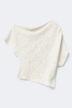 Lace dropped shoulder top - Weiß - Dame - Gina Tricot