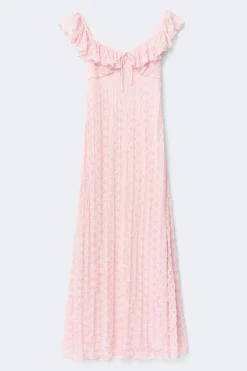 Lace frill maxi dress - Rosa - Dame - Gina Tricot