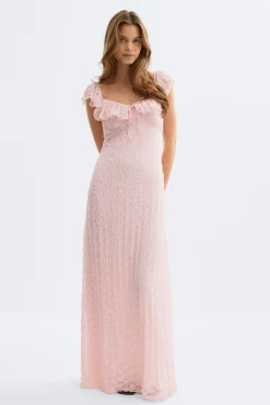 Lace frill maxi dress - Rosa - Dame - Gina Tricot