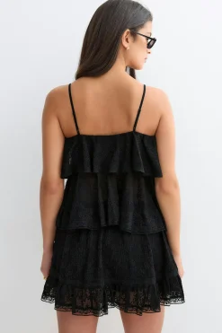 Lace frill singlet - Schwarz - Dame - Gina Tricot