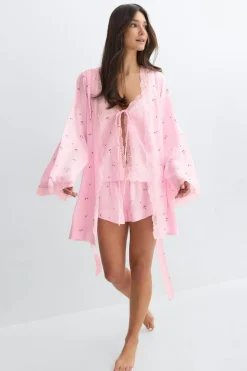 Lace loungewear robe - Rosa - Dame - Gina Tricot