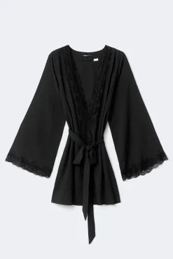 Lace loungewear robe - Schwarz - Dame - Gina Tricot