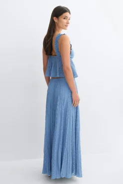 Lace maxi skirt - Blau - Dame - Gina Tricot
