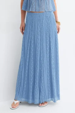 Lace maxi skirt - Blau - Dame - Gina Tricot