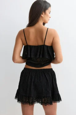 Lace mini skirt - Schwarz - Dame - Gina Tricot