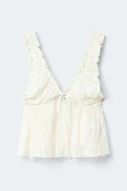 Lace singlet - Weiß - Dame - Gina Tricot
