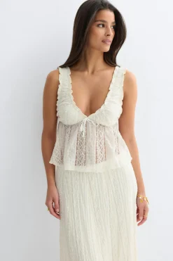 Lace singlet - Weiß - Dame - Gina Tricot