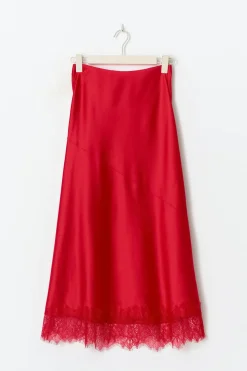 Lace skirt - Rot - Dame - Gina Tricot