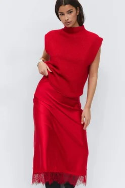 Lace skirt - Rot - Dame - Gina Tricot