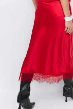Lace skirt - Rot - Dame - Gina Tricot