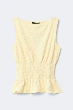 Lace smock top - Gelb - Dame - Gina Tricot